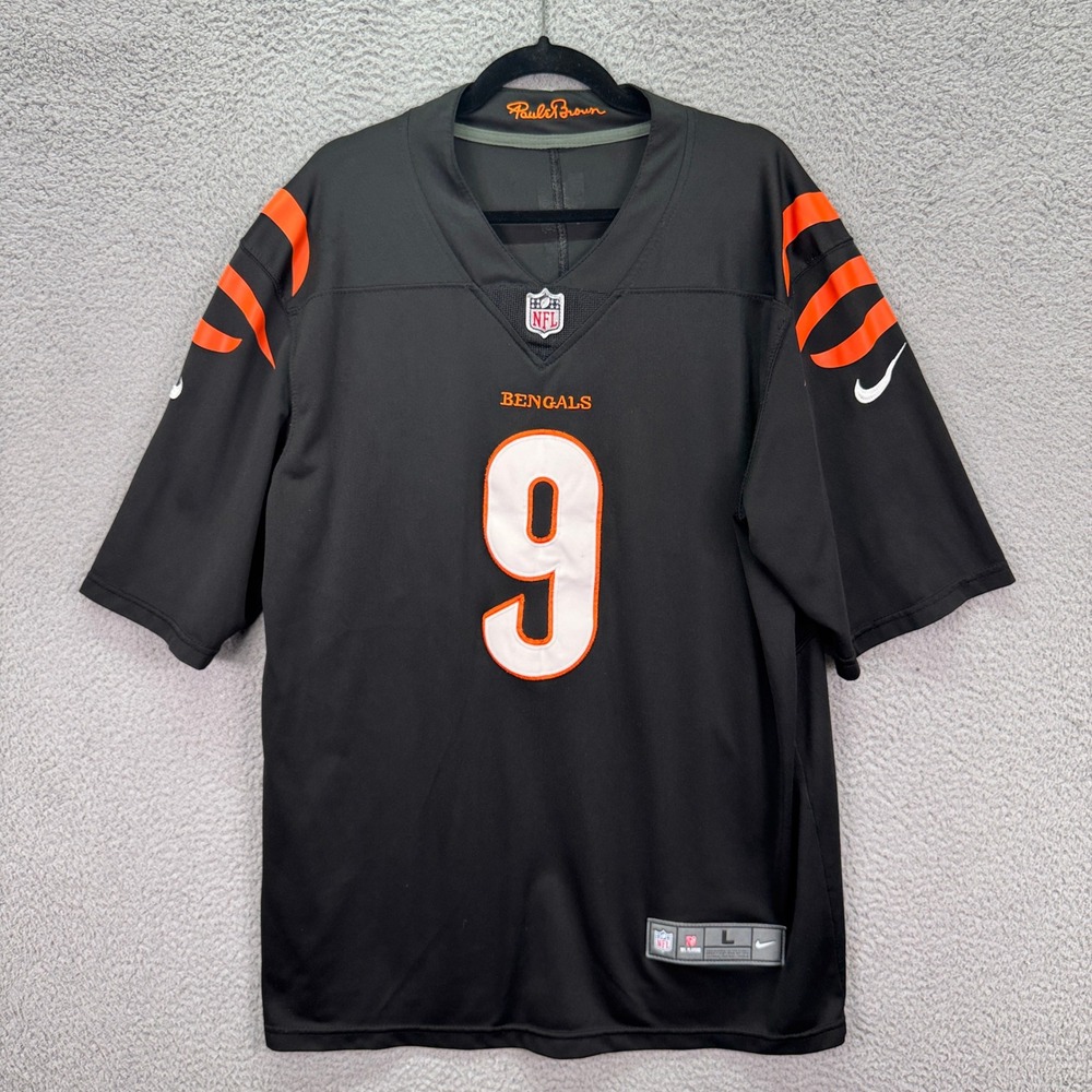 Cincinnati Bengals Jersey Men L Black Nike Joe Burrow NFL 9 Football Limited